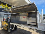 #196 Single cab Alloy Tray with toolboxes - Colorado